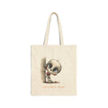 Wide-Eyed Skull Puppy Tote Bag Cotton Canvas Tote | Cute Gothic Illustration