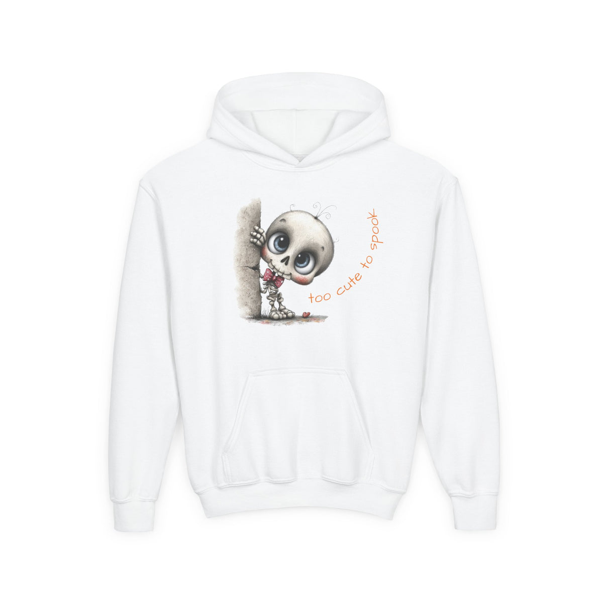 Too Cute to Spook Skull Hoodie Youth Halloween Sweatshirt | Kids Skeleton Design