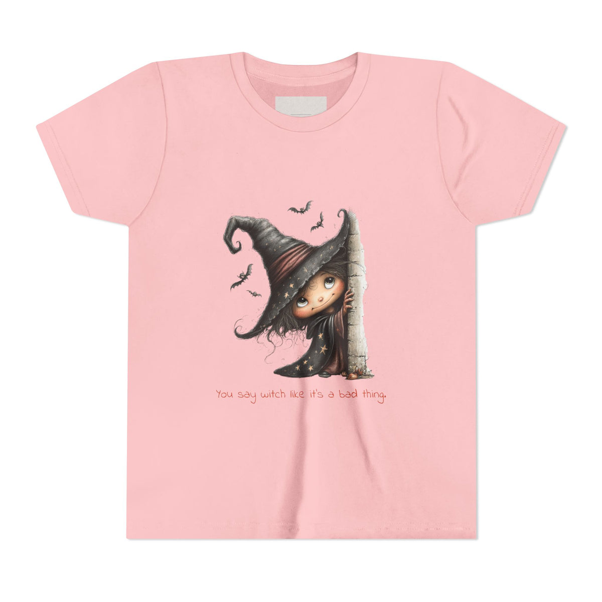 Peeking Witch Youth Tee | Halloween kids shirt, bats, whimsical