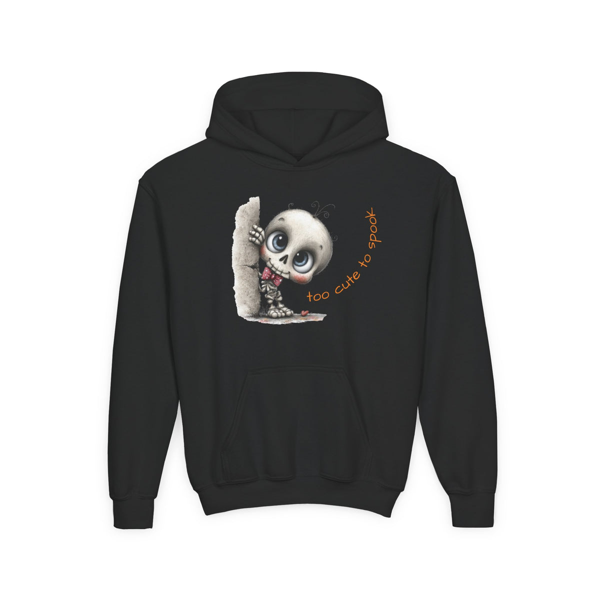 Too Cute to Spook Skull Hoodie Youth Halloween Sweatshirt | Kids Skeleton Design
