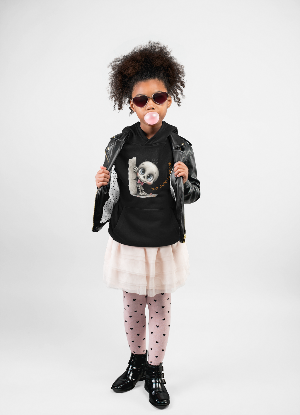 Too Cute to Spook Skull Hoodie Youth Halloween Sweatshirt | Kids Skeleton Design