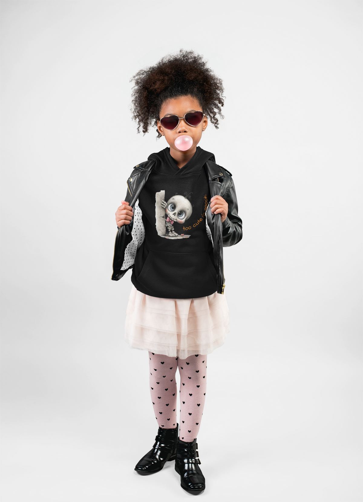 Too Cute to Spook Skull Hoodie Youth Halloween Sweatshirt | Kids Skeleton Design