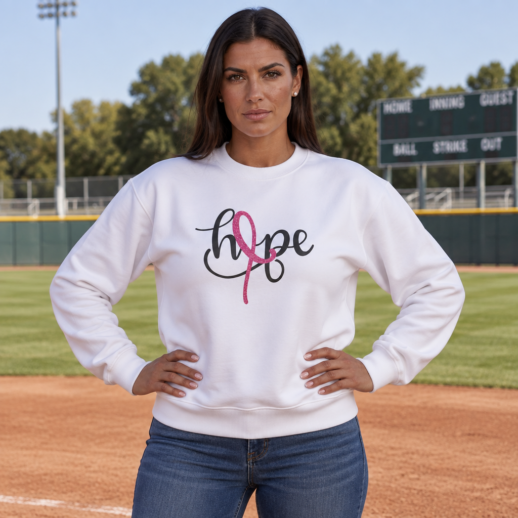 Hope Ribbon Sweatshirt — Breast Cancer Awareness Organic Oversized Crewneck