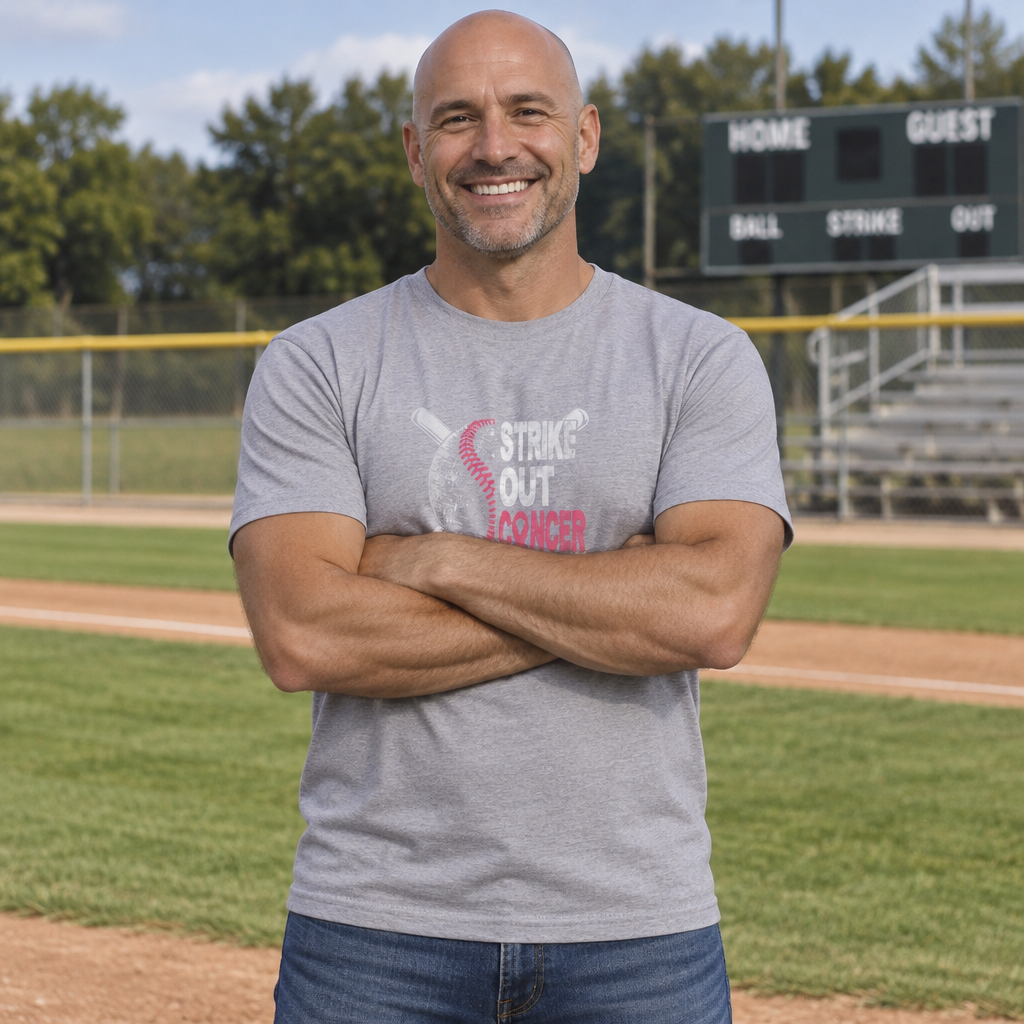Strike Out Cancer Baseball Tee — Pink Cancer Awareness T-Shirt