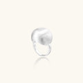 Minimalist brushed sterling silver dome ring with adjustable band on white background, front view.
