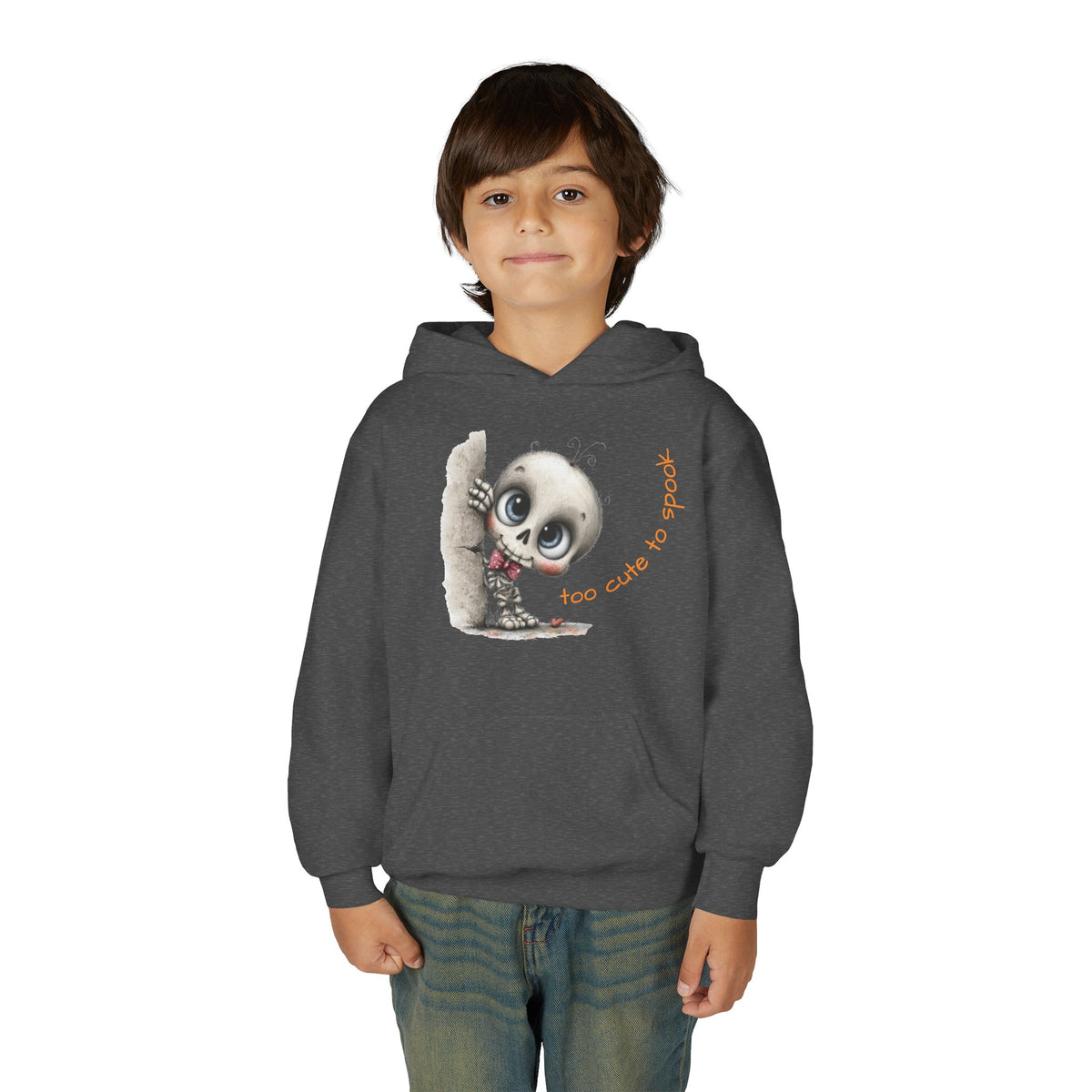 Too Cute to Spook Skull Hoodie Youth Halloween Sweatshirt | Kids Skeleton Design