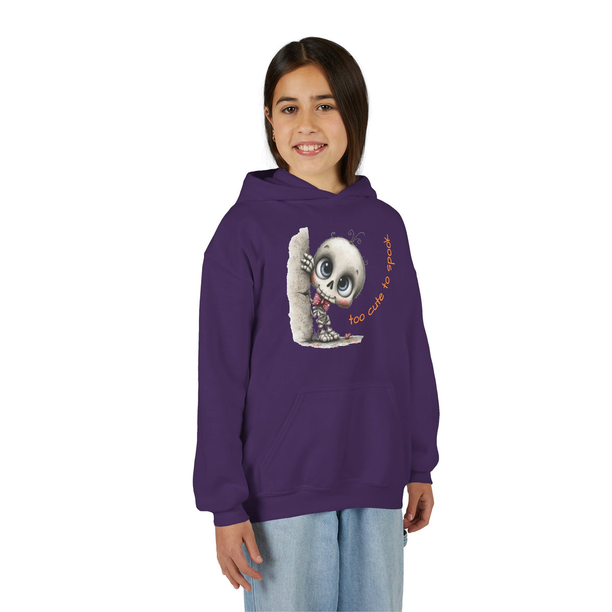 Too Cute to Spook Skull Hoodie Youth Halloween Sweatshirt | Kids Skeleton Design