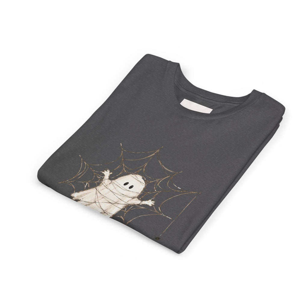 Kids Halloween Ghost Tee — Cute Mummy Peekaboo Youth Short Sleeve Shirt