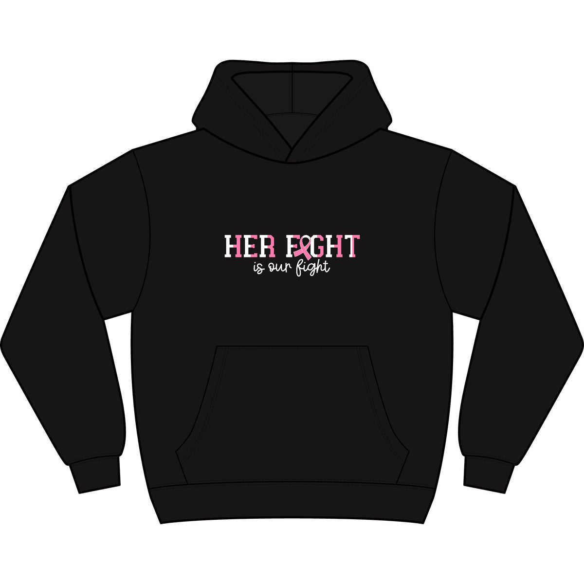 Women's Cancer Awareness Hoodie - "Her Fight Is Our Fight" Breast Cancer Support Hoodie